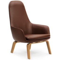 Era High fauteuil met eiken onderstel Leder Tango bruin