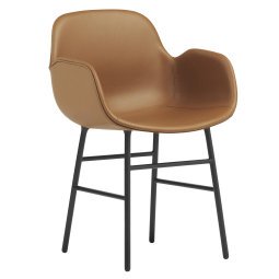 Form armchair stoel gestoffeerd staal Ultra Leather Brandy