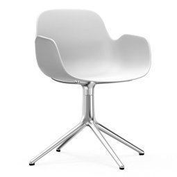 Form Armchair Swivel stoel met aluminium onderstel, wit