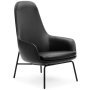 Era High fauteuil met stalen onderstel, Leder Tango zwart