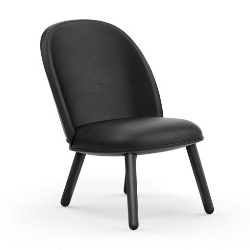 Ace fauteuil Ultra leer zwart, zwart eiken onderstel