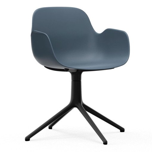 Form Armchair Swivel stoel met zwart onderstel, blauw