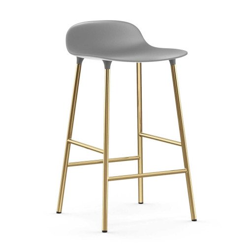 Form Barstool barkruk 65cm met messing onderstel grijs