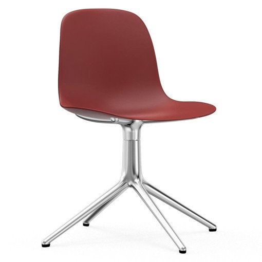 Form Chair Swivel stoel met aluminium onderstel, rood