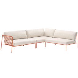 Nolita 5-zits loungebank kussen wit frame rood