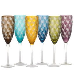 Multicolour Blocks champagneglas set van 6