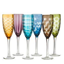 Multicolour Cuttings champagneglas set van 6