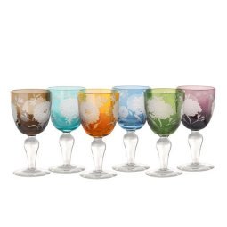Peony wijnglas set van 6 multicolour 