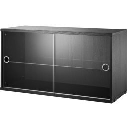 Vitrinekast 78 x 30 x 42 cm zwart gebeitst essen