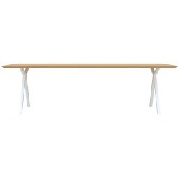 Slim X-Type tafel 240x90 wit frame, hardwax light 3041, verjongd ronde hoeken