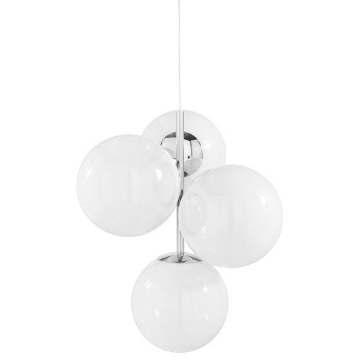 Globe Chandelier Mini hanglamp opaal/zilver