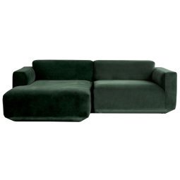 Develius bank 2-zits met chaise longue links, velvet green