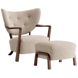 Wulff fauteuil & pouf walnoot onderstel karakorum 003