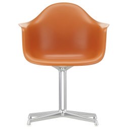 Eames DAL stoel gepolijst aluminium onderstel, Rusty Orange