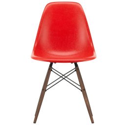 Eames DSW Fiberglass stoel esdoorn donker, classic red