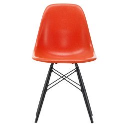 Eames DSW Fiberglass stoel esdoorn zwart, red orange