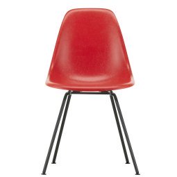 Eames DSX Fiberglass stoel zwart onderstel, classic red