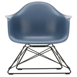 Eames LAR loungestoel zwart onderstel, Sea Blue