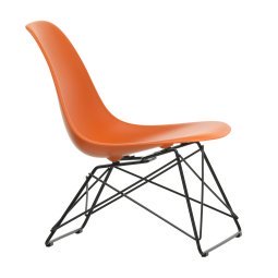 Eames LSR fauteuil zwart onderstel, Rusty Orange