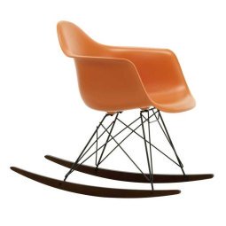 Eames RAR schommelstoel esdoorn donker onderstel, Rusty Orange