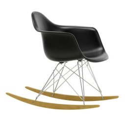 Eames RAR schommelstoel esdoorn chroom, Deep Black