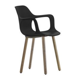 Hal Armchair Wood stoel notenhout onderstel, basic dark