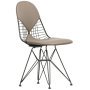 Eames Wire Chair DKR-2 stoel gepoedercoat onderstel leer zandkleurig
