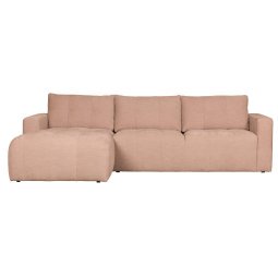 Bar 3-zits bank met chaise longue links roze