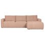 Bar 3-zits bank met chaise longue rechts roze