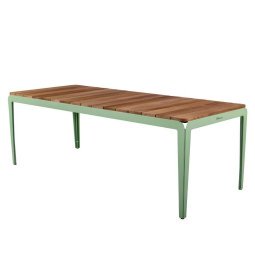 Bended tuintafel 220x90 essenhout pale green