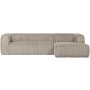 Bean bank met chaise longue rechts rib naturel