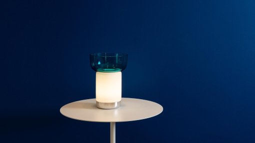 Bontà tafellamp met kom LED oplaadbaar turquoise