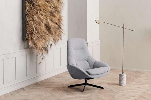 Saga fauteuil lichtbeige, zwart onderstel