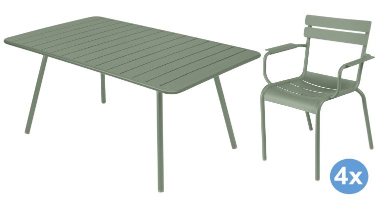Fermob Luxembourg tuinset 165x100 tafel + 4 stoelen (armchair) | Flinders