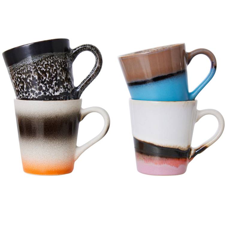 HKliving 70's Ceramic Espresso mok espresso kopjes set van 4 funky |  Flinders