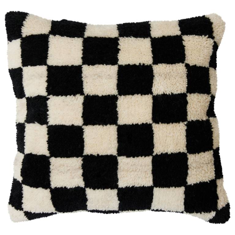 HKliving Black and White Statement Woolen kussen 50x50 | Flinders