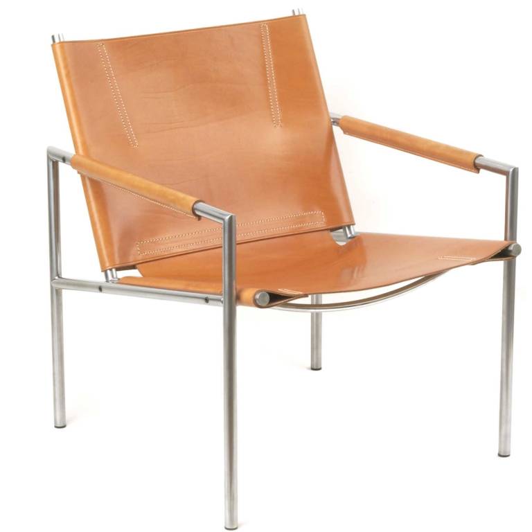 Spectrum SZ 02 tuigleer fauteuil naturel,chroom onderstel | Flinders