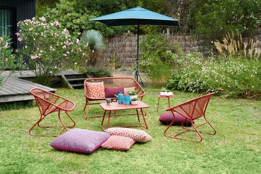 Envie d'ailleurs Outdoor Bananas kussen 70x70 Plum