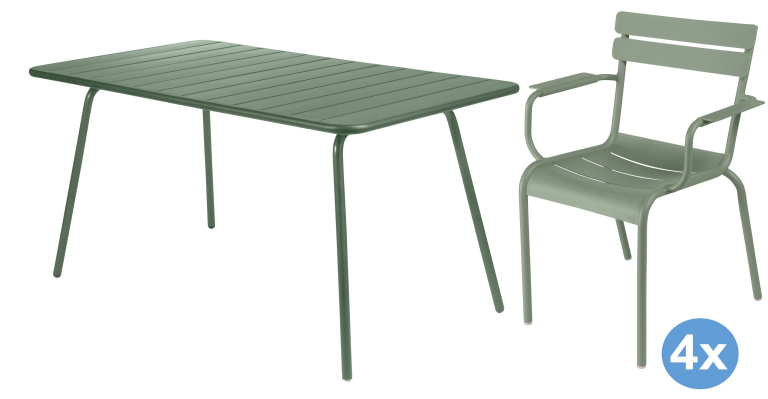 Fermob Luxembourg tuinset 143x80 tafel + 4 stoelen (armchair) | Flinders