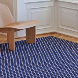 Channel vloerkleed 60x200 blauw/wit