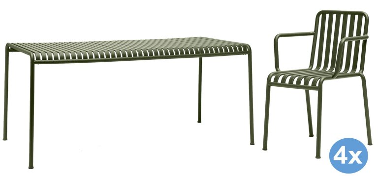 Hay Palissade tuinset 170x90 tafel + 4 stoelen (armchair) | Flinders