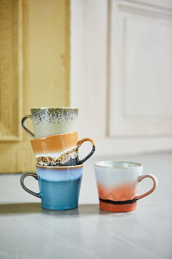 HKliving 70's Ceramic Cappuccino mok kopjes set van 4 virgo | Flinders