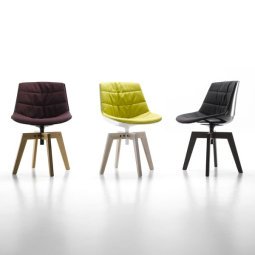 Flow Chair stoel met bruin eiken onderstel wit