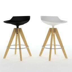 Flow Stool barkruk 65cm met VN naturel eiken onderstel wit