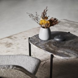 La Terra bijzettafel small grey melange travertine